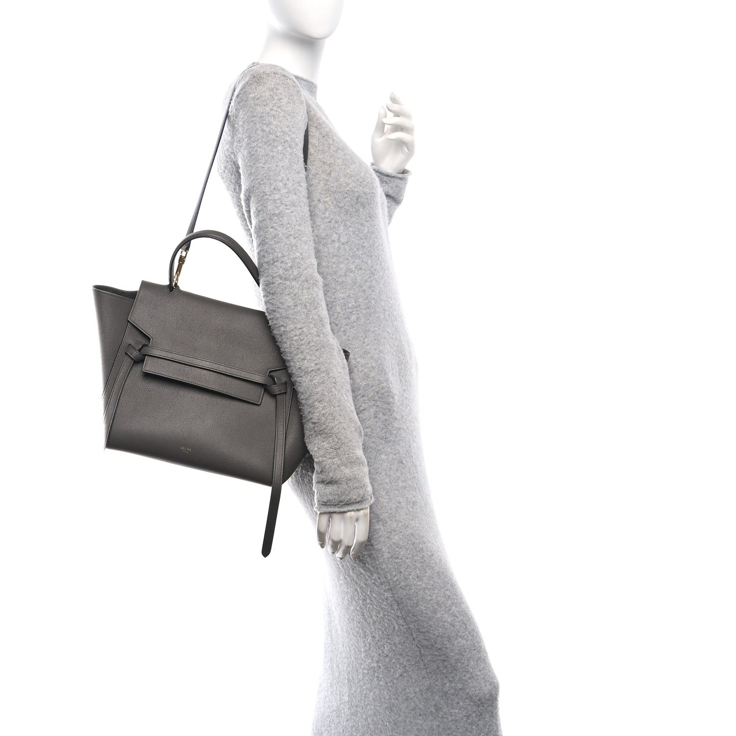 Grained Calfskin Mini Belt Bag Grey