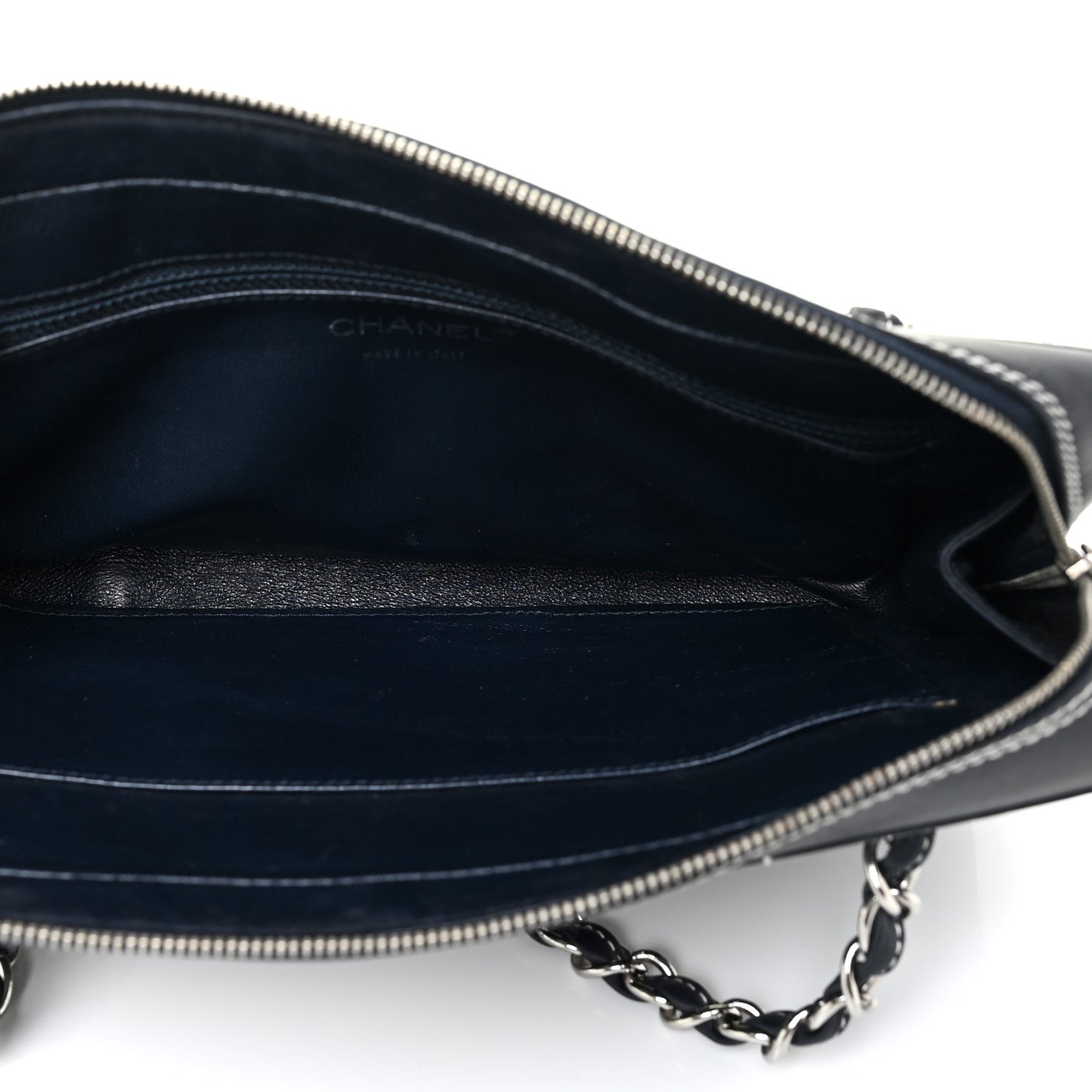 Lambskin Square Stitched Shoulder Bag Navy