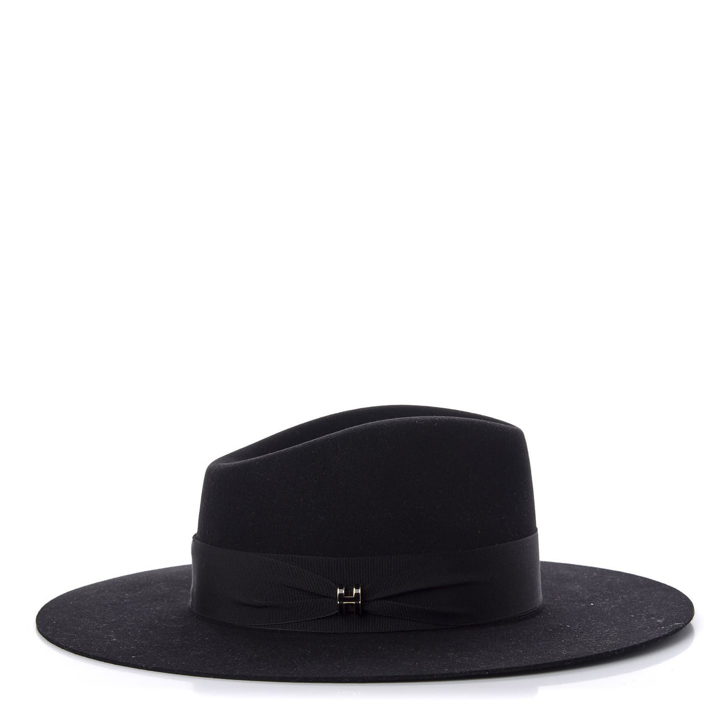 Rabbit Felt Laquered Gold Faubourg Pop H Hat 56 Black