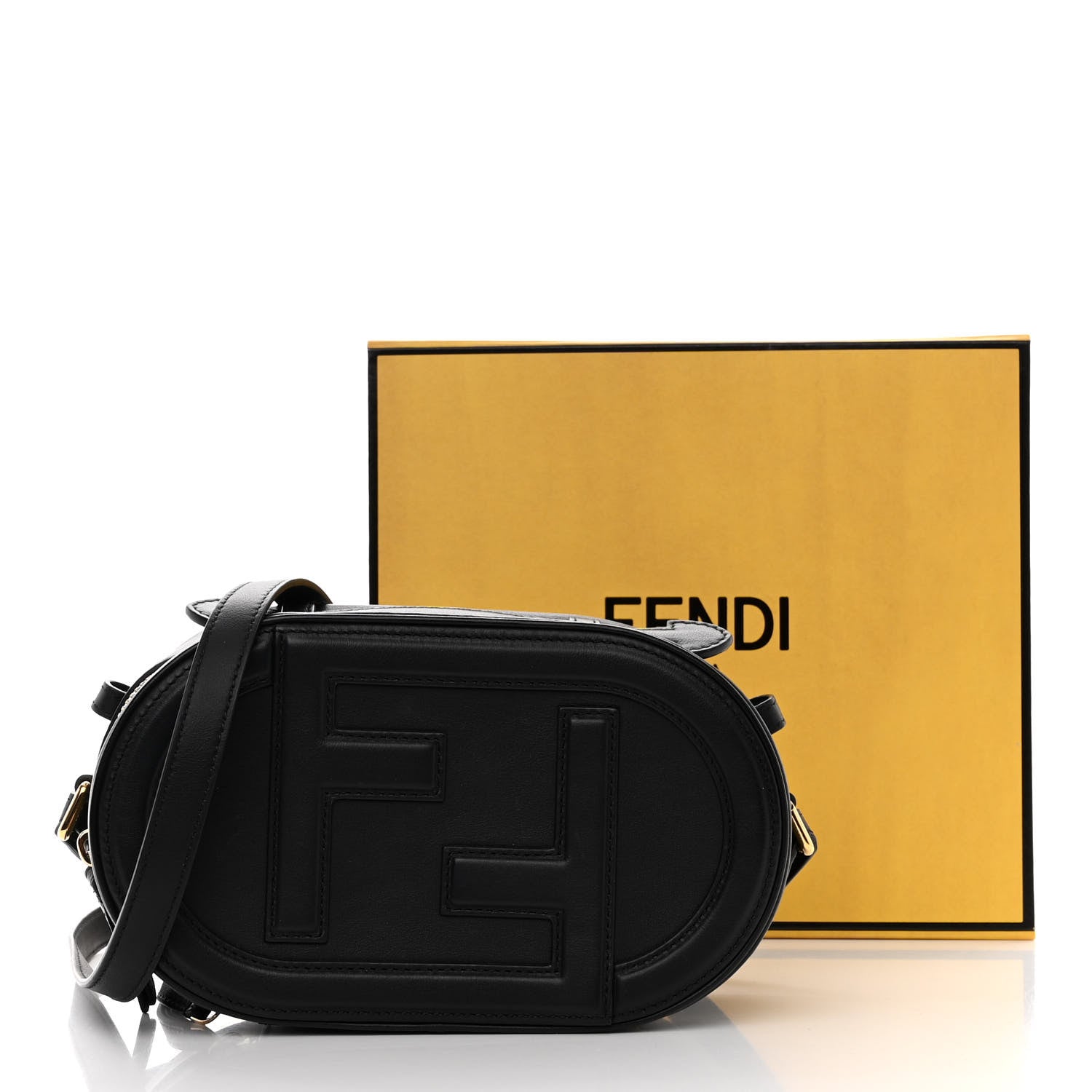 Fendi Vitello Grace Matte Mini O'Lock Camera Case Black 1447000