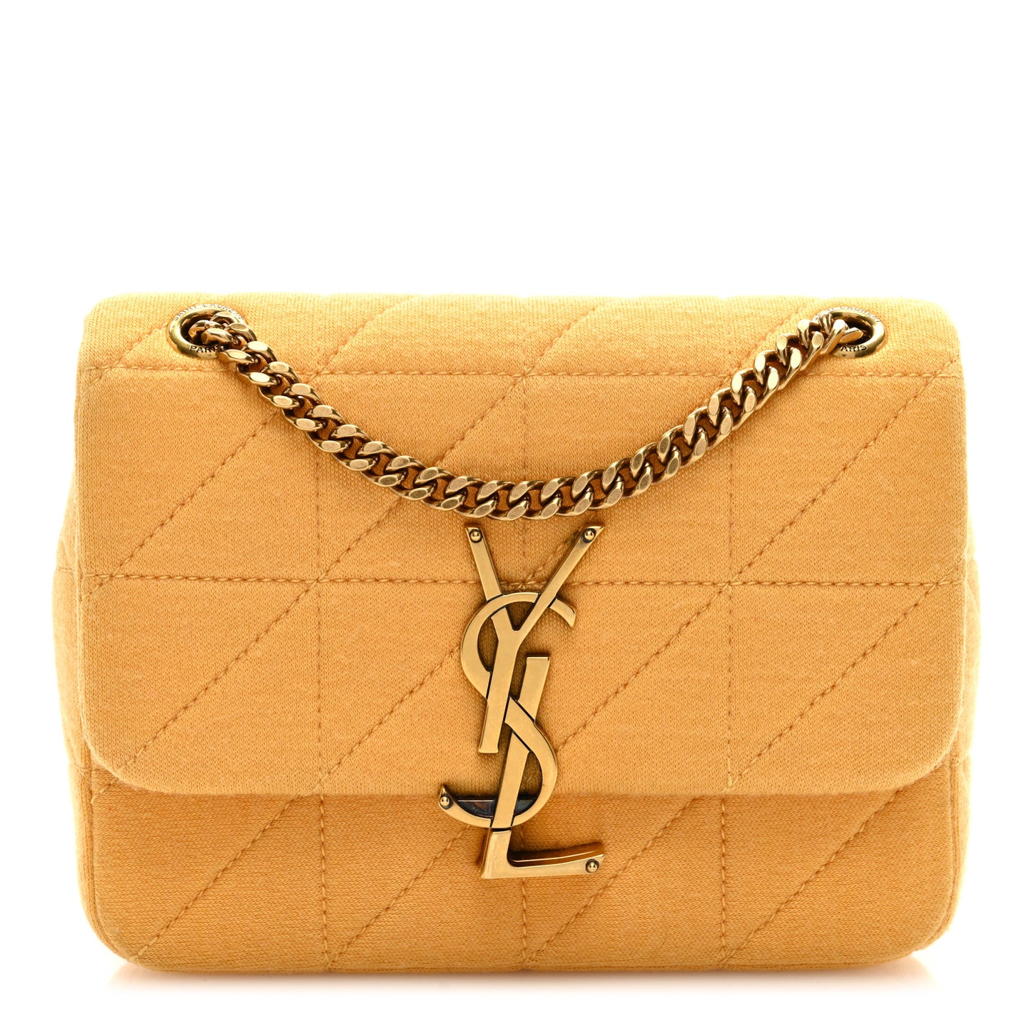 Jersey Wool Patchwork Monogram Mini Jamie Baguette Yellow