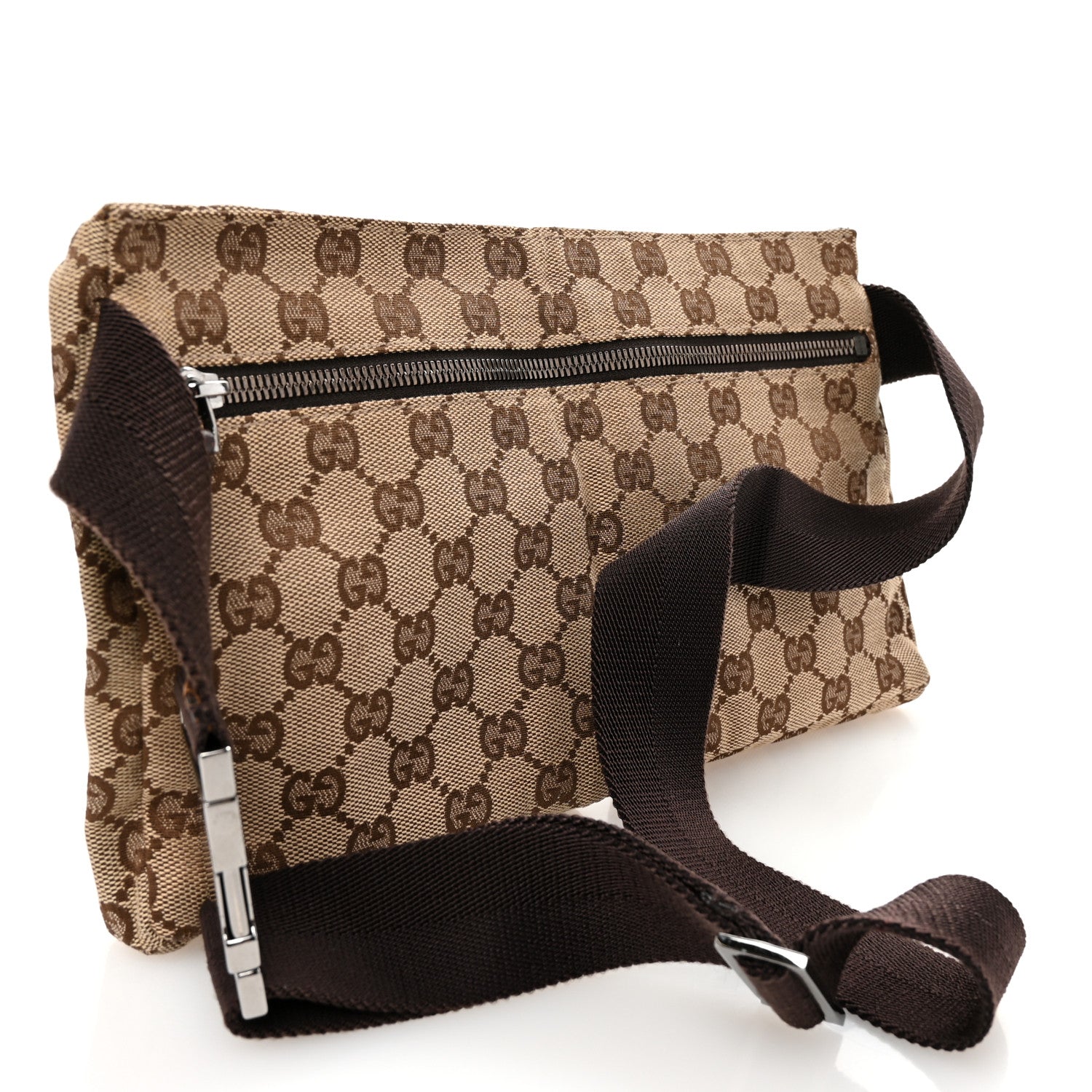 Gucci GG Monogram Double Pocket Belt Bag Dark Brown 3 of 10