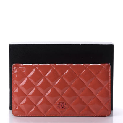 Chanel Patent Calfskin Quilted Yen Wallet Dark Pink 10 of 10
