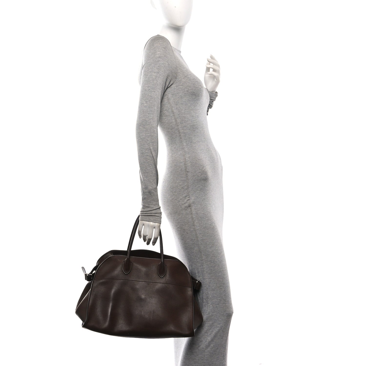The Row Polished Saddle Calfskin Soft Margaux 15 Chestnut 2 of 10