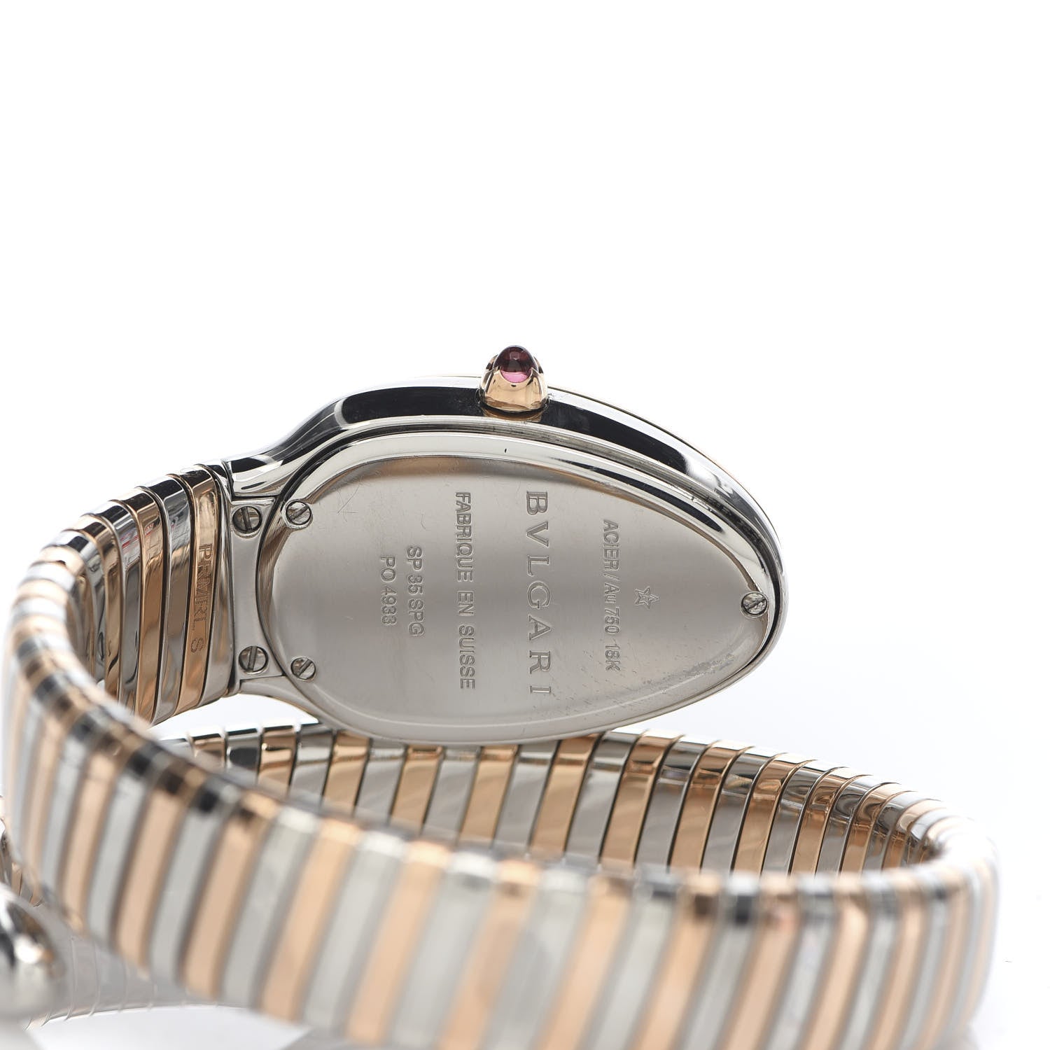 Bulgari Stainless Steel 18K Rose Gold Diamond Bezel 35mm Serpenti Tubogas Quartz Watch Black 10 of 15