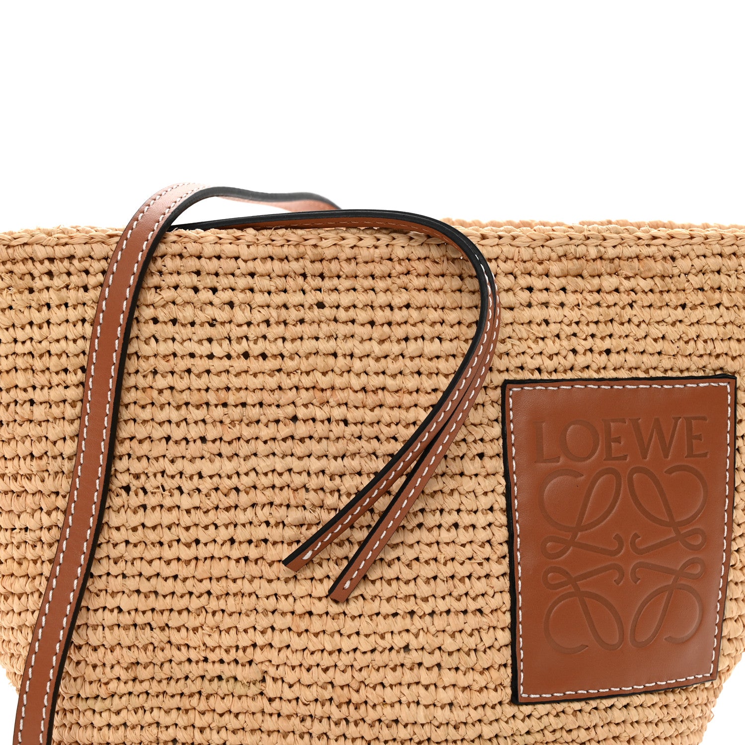 Loewe Calfskin Raffia Slit Pochette Bag Natural Tan 8 of 10