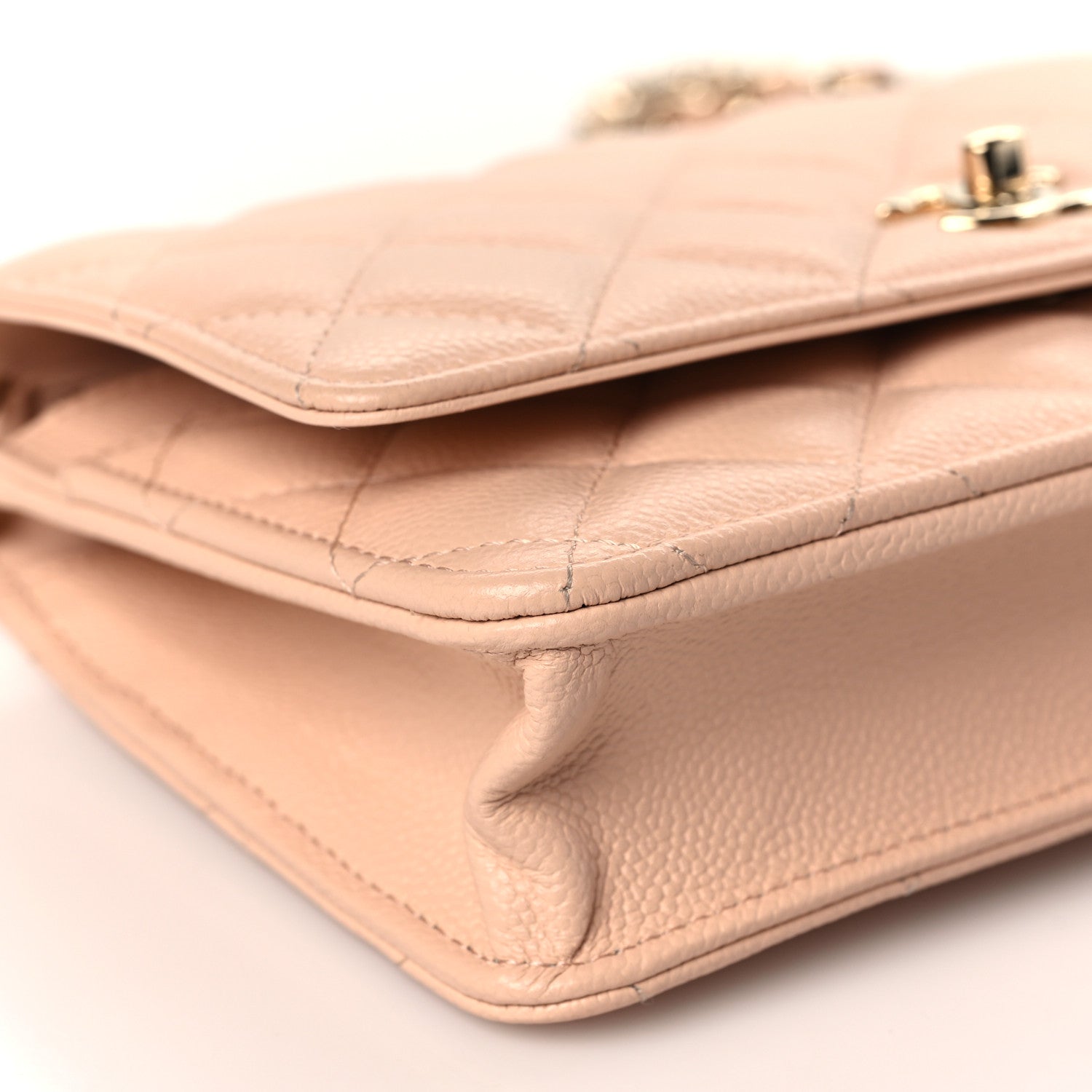 Chanel Caviar Quilted Bow Wallet On Chain WOC Light Beige 9 of 11