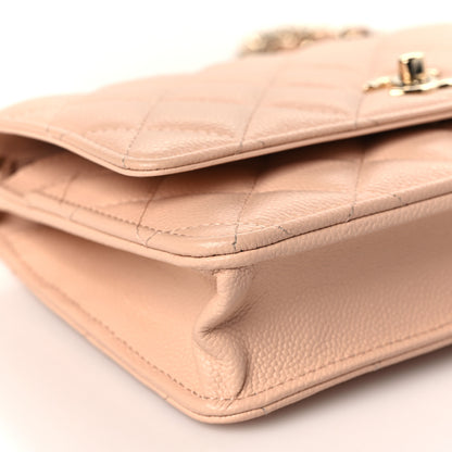 Chanel Caviar Quilted Bow Wallet On Chain WOC Light Beige 9 of 11