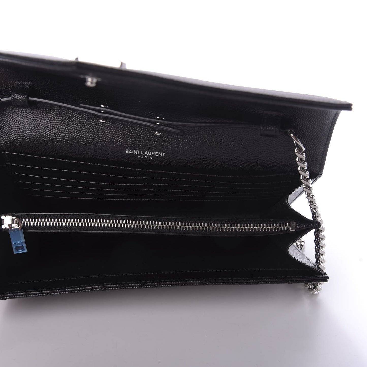 Grain De Poudre Matelasse Chevron Monogram Chain Wallet Black