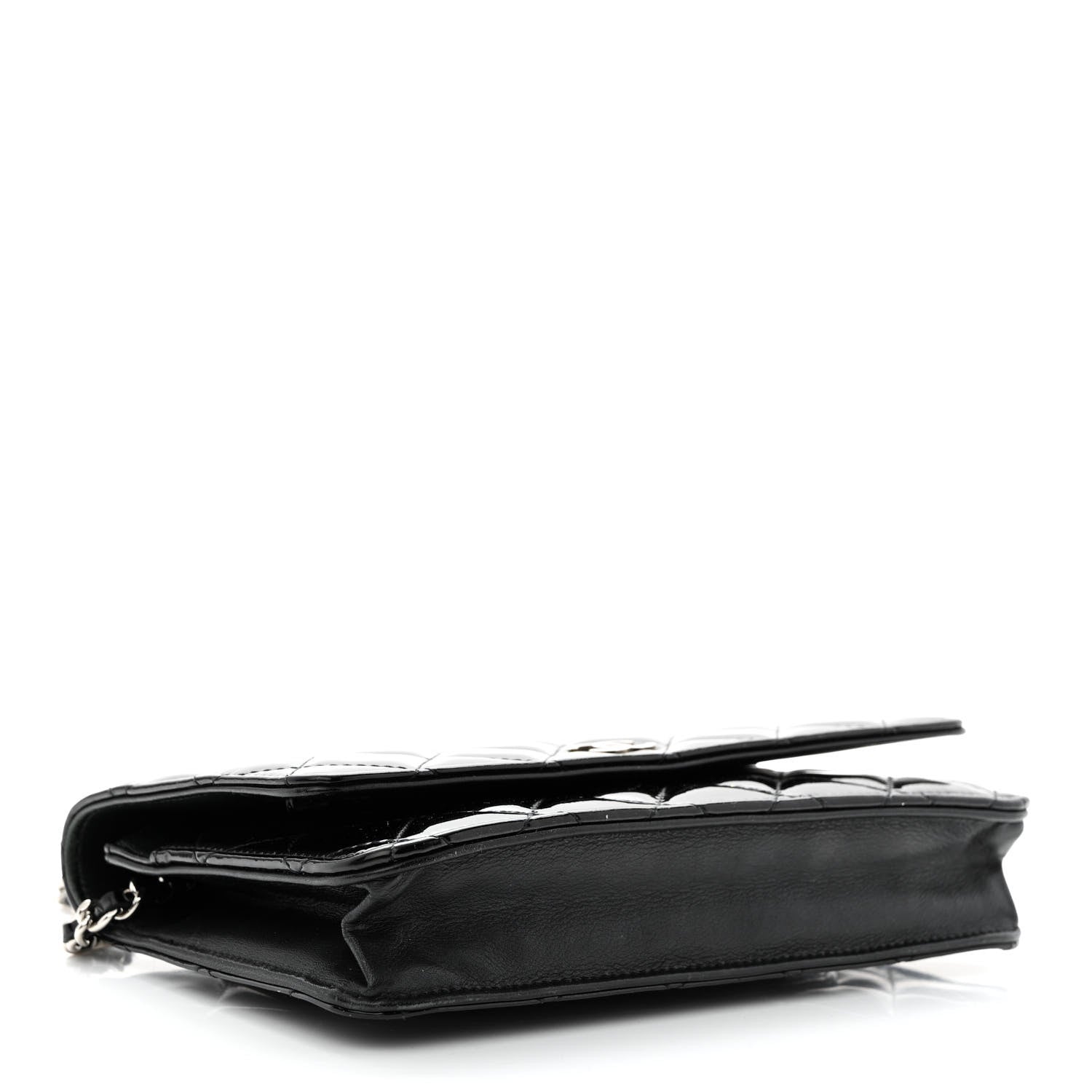 Chanel Patent Quilted Wallet On Chain WOC Black 4 of 13