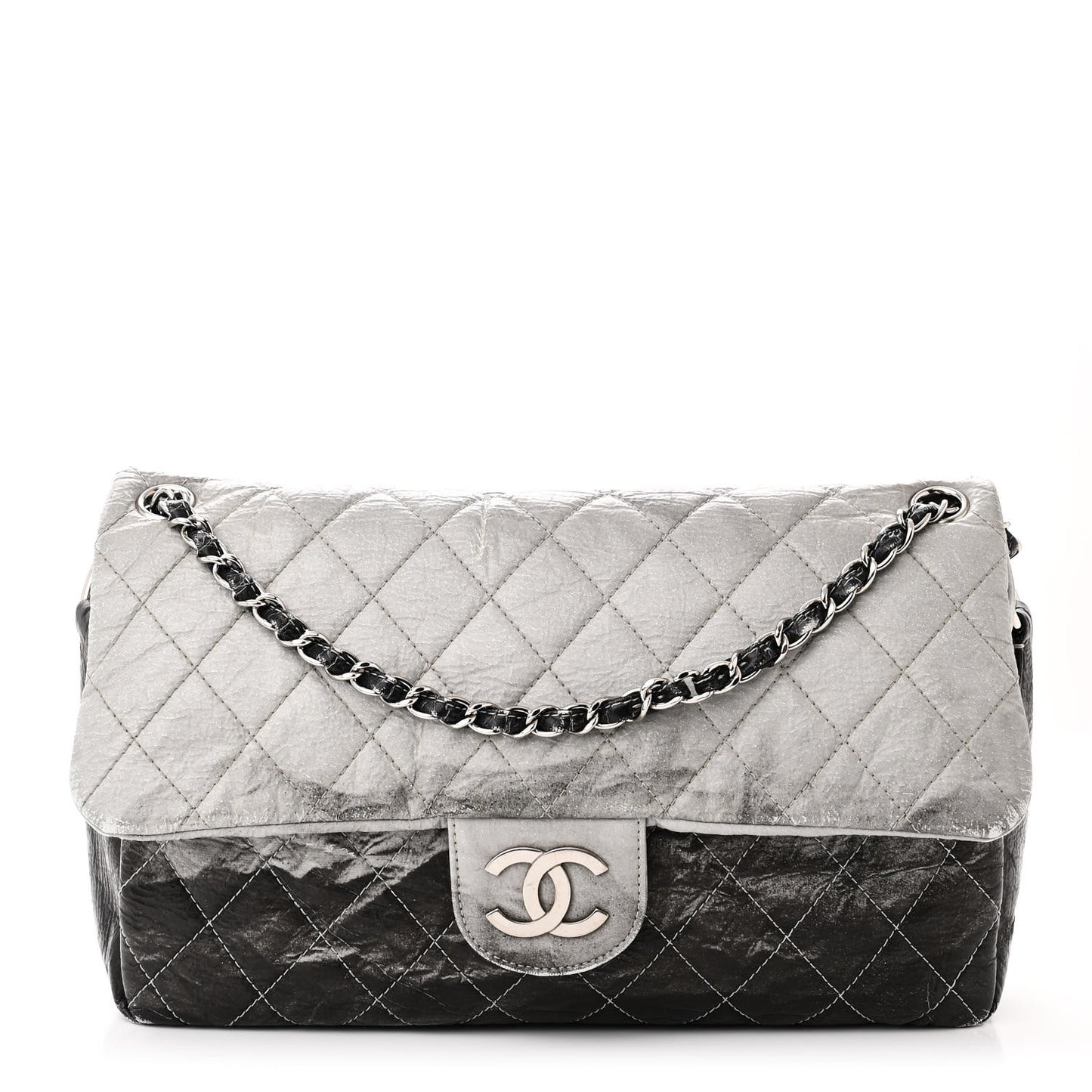 Vinyl Quilted Jumbo Melrose Degrade Flap Black