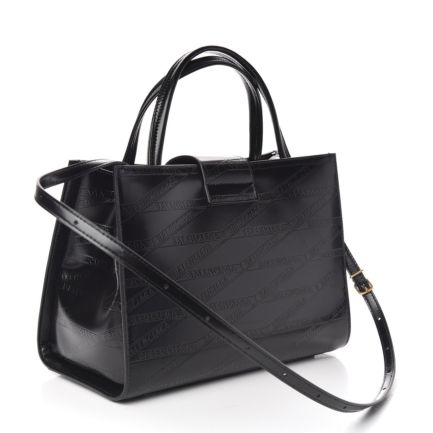Balenciaga Calfskin Losange Monogram Embossed Medium Sharp Tote Black 3 of 10