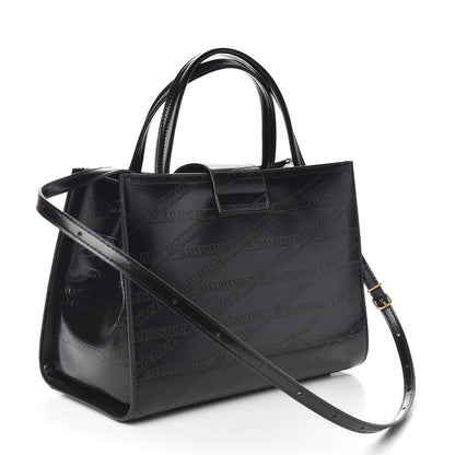 Balenciaga Calfskin Losange Monogram Embossed Medium Sharp Tote Black 3 of 10