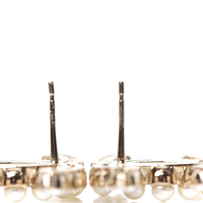 Chanel Crystal Pearl CC Dazzling Domino Earrings Gold 3 of 5