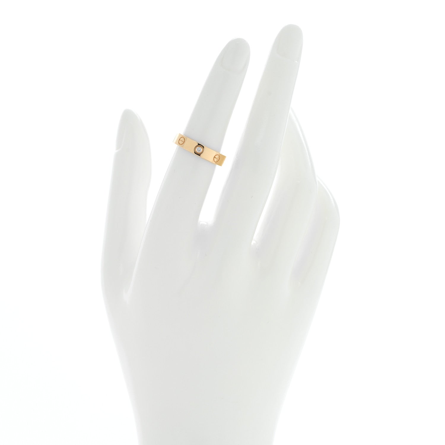 Cartier 18K Yellow Gold Diamond 4mm LOVE Wedding Band Ring 51 5.75 2 of 4