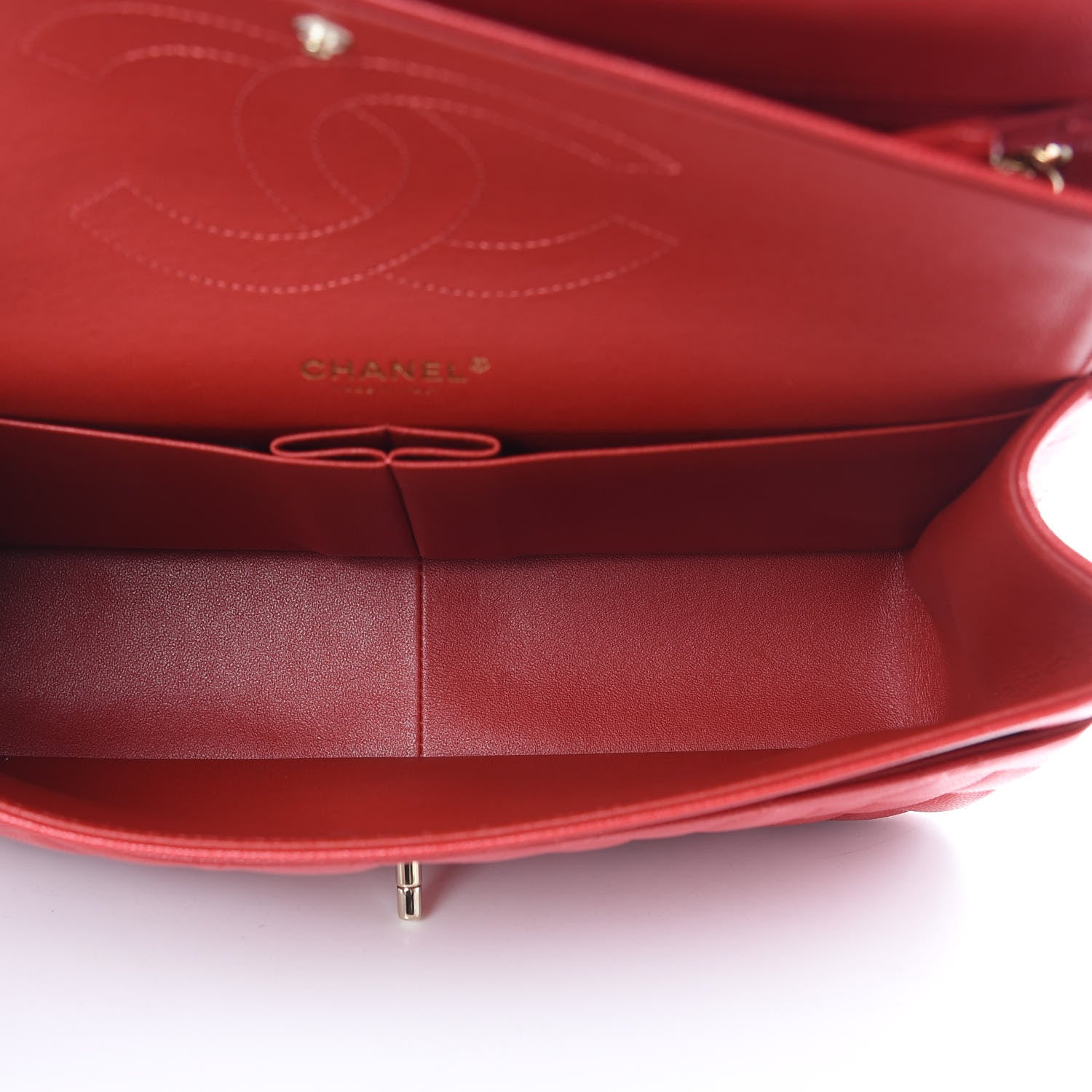 Chanel Caviar Quilted Jumbo Double Flap Red 5 of 11
