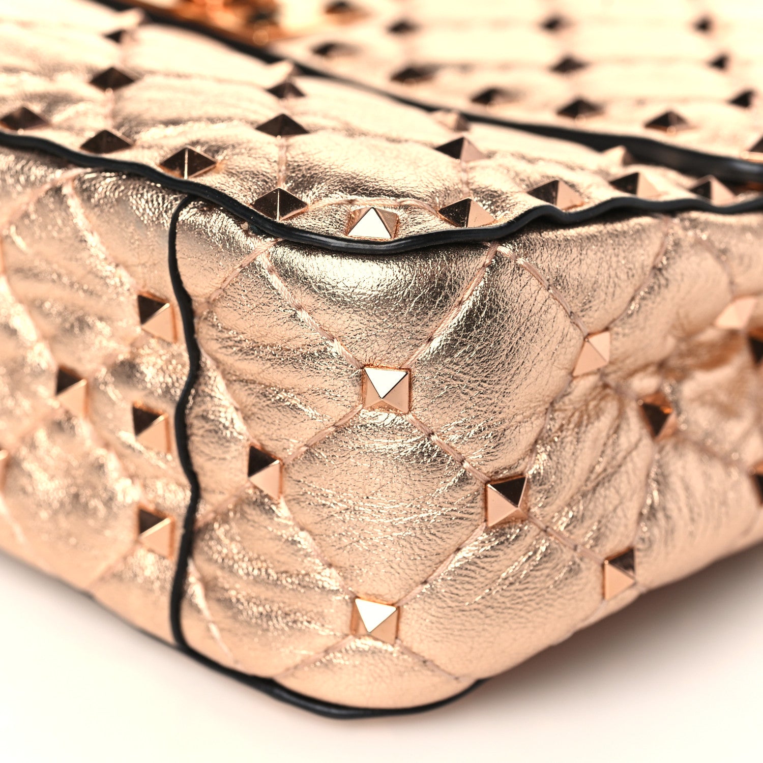 Valentino Garavani Metallic Nappa Medium Rockstud Spike Shoulder Bag Rame 7 of 7