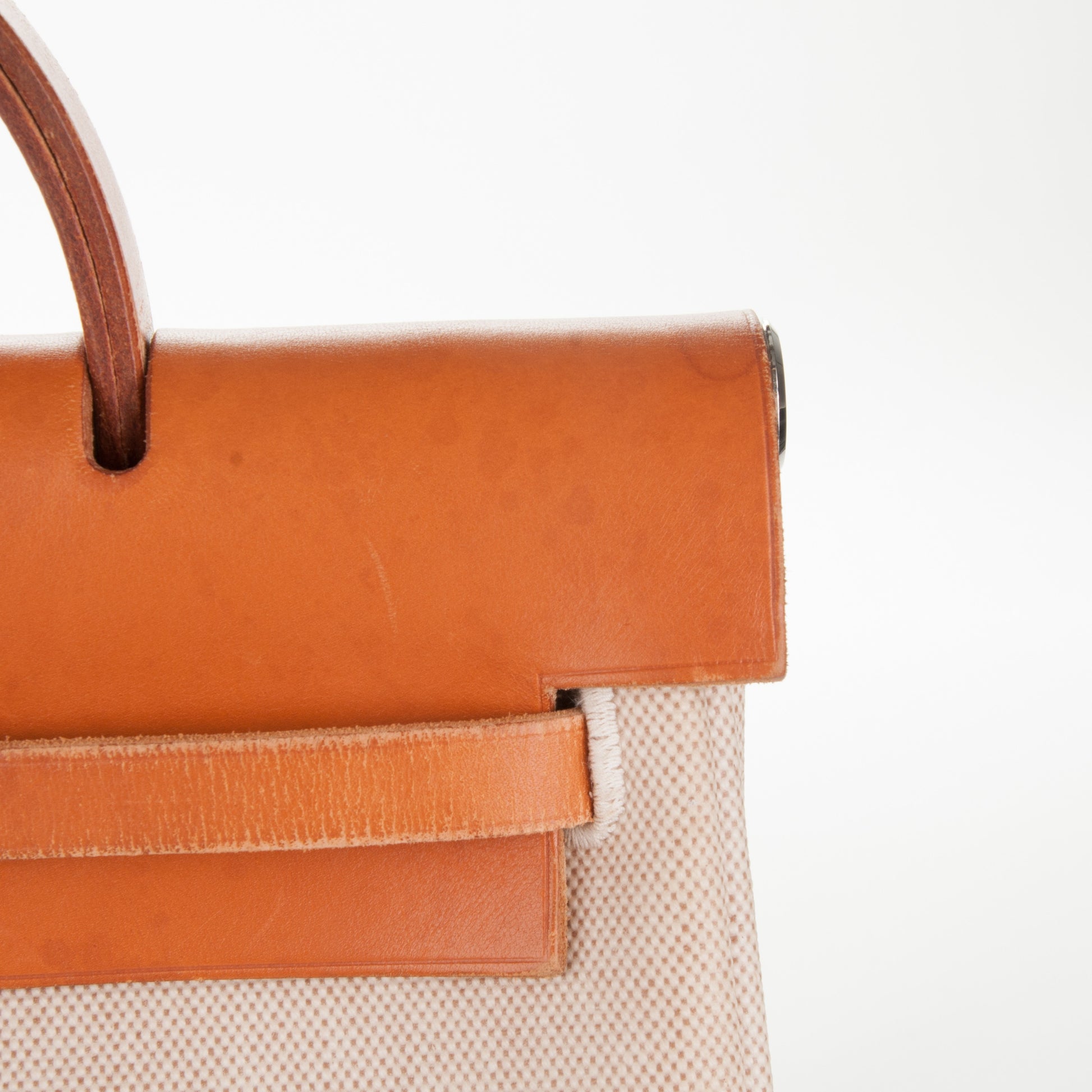 Hermes Toile Vache Calfskin Herbag 30 PM Backpack Natural 13 of 15