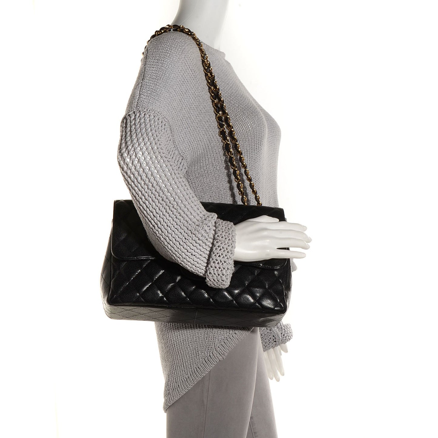 Caviar Quilted Jumbo Single Flap Black