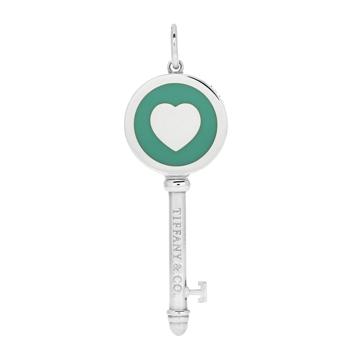 Tiffany Sterling Silver Enamel Heart Key Pendant Blue 3 of 6