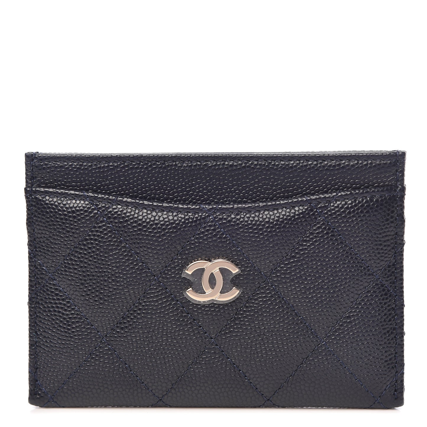 Caviar Quilted Card Holder Navy