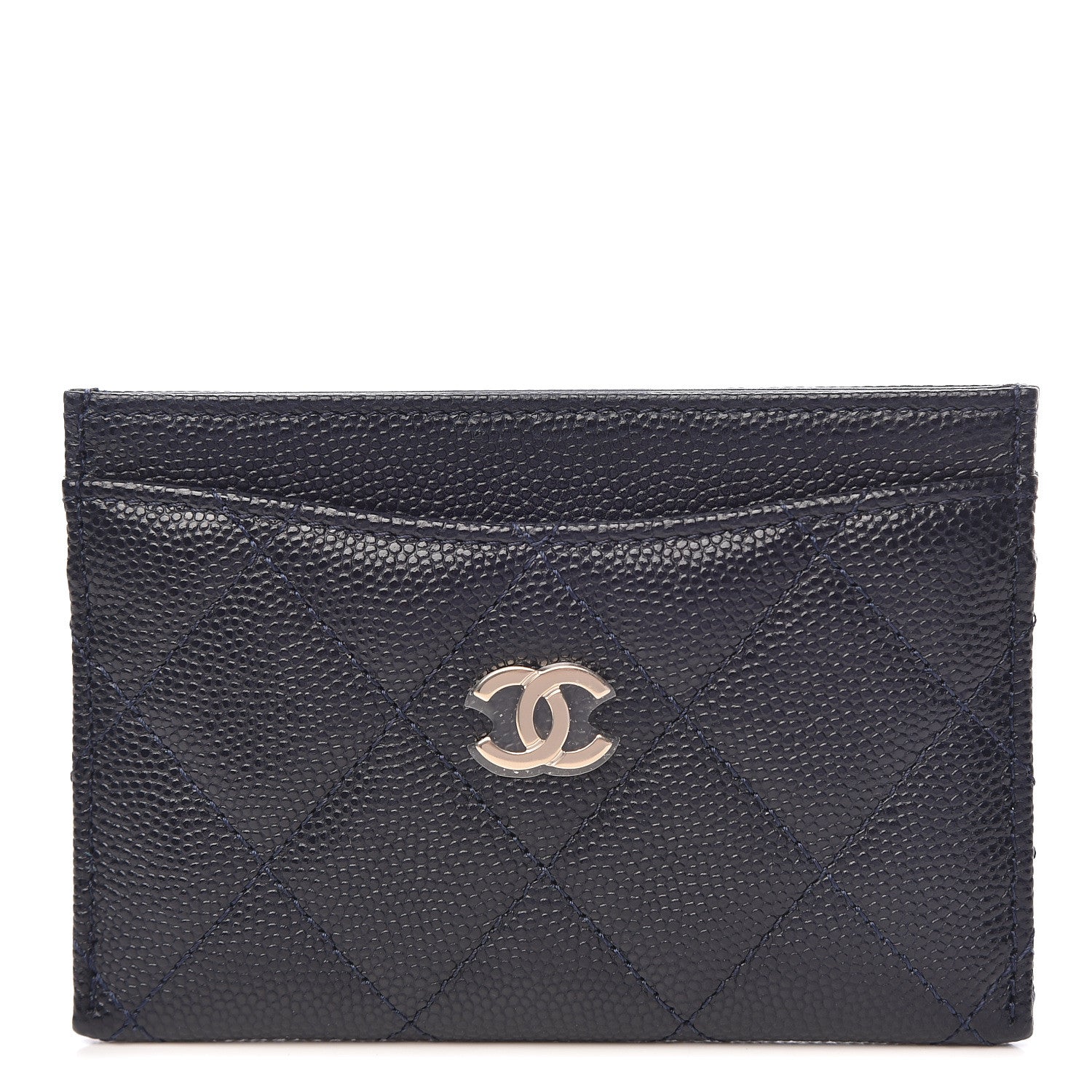 Chanel Caviar Quilted Card Holder Navy 1 of 9