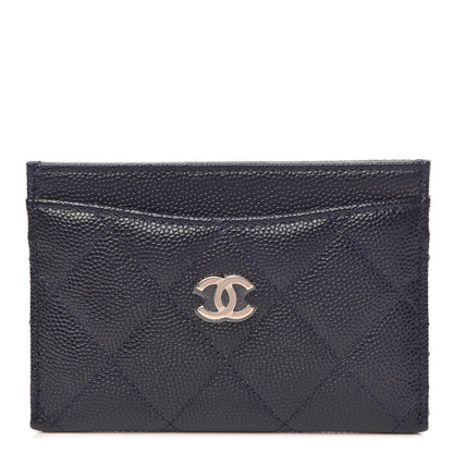 Chanel Caviar Quilted Card Holder Navy 1 of 9
