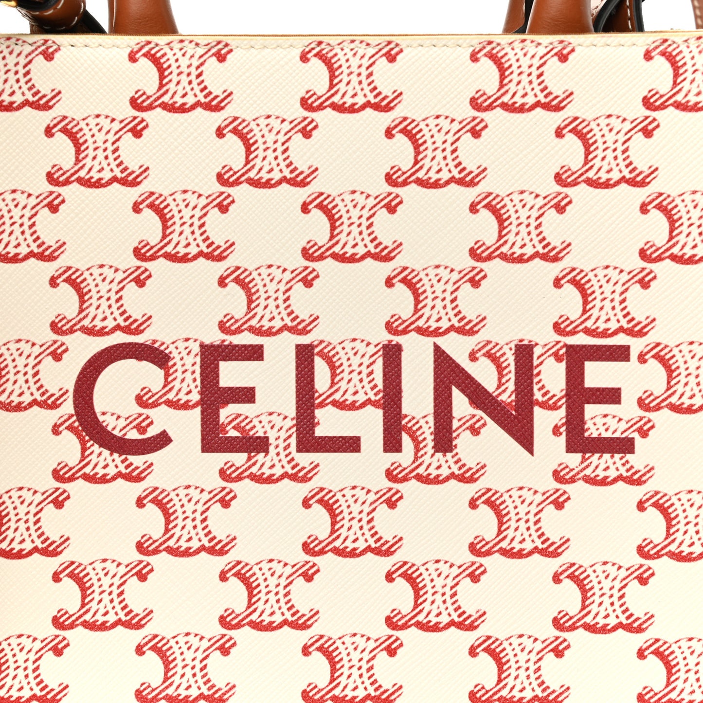Triomphe Canvas Calfskin Mini Vertical Cabas White Red