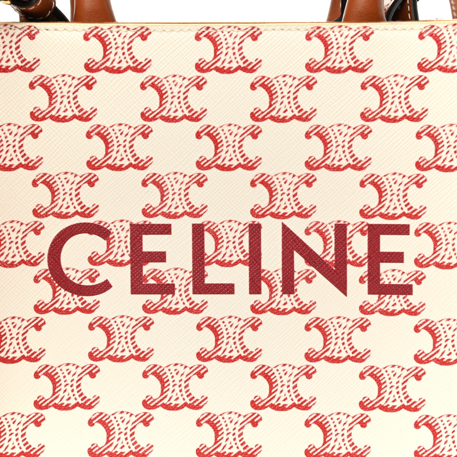 Celine Triomphe Canvas Calfskin Mini Vertical Cabas White Red 6 of 8