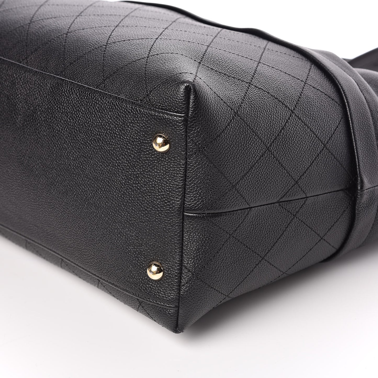 Crumpled Grained Calfskin Zip and Carry Shopping Tote Black