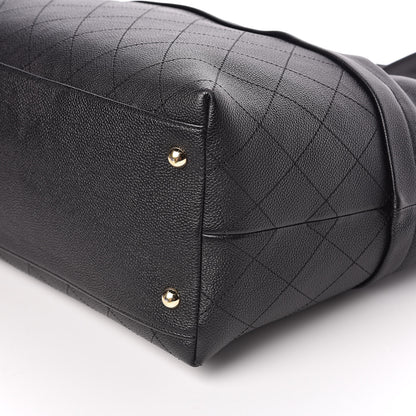 Chanel Crumpled Grained Calfskin Zip and Carry Shopping Tote Black 9 of 14