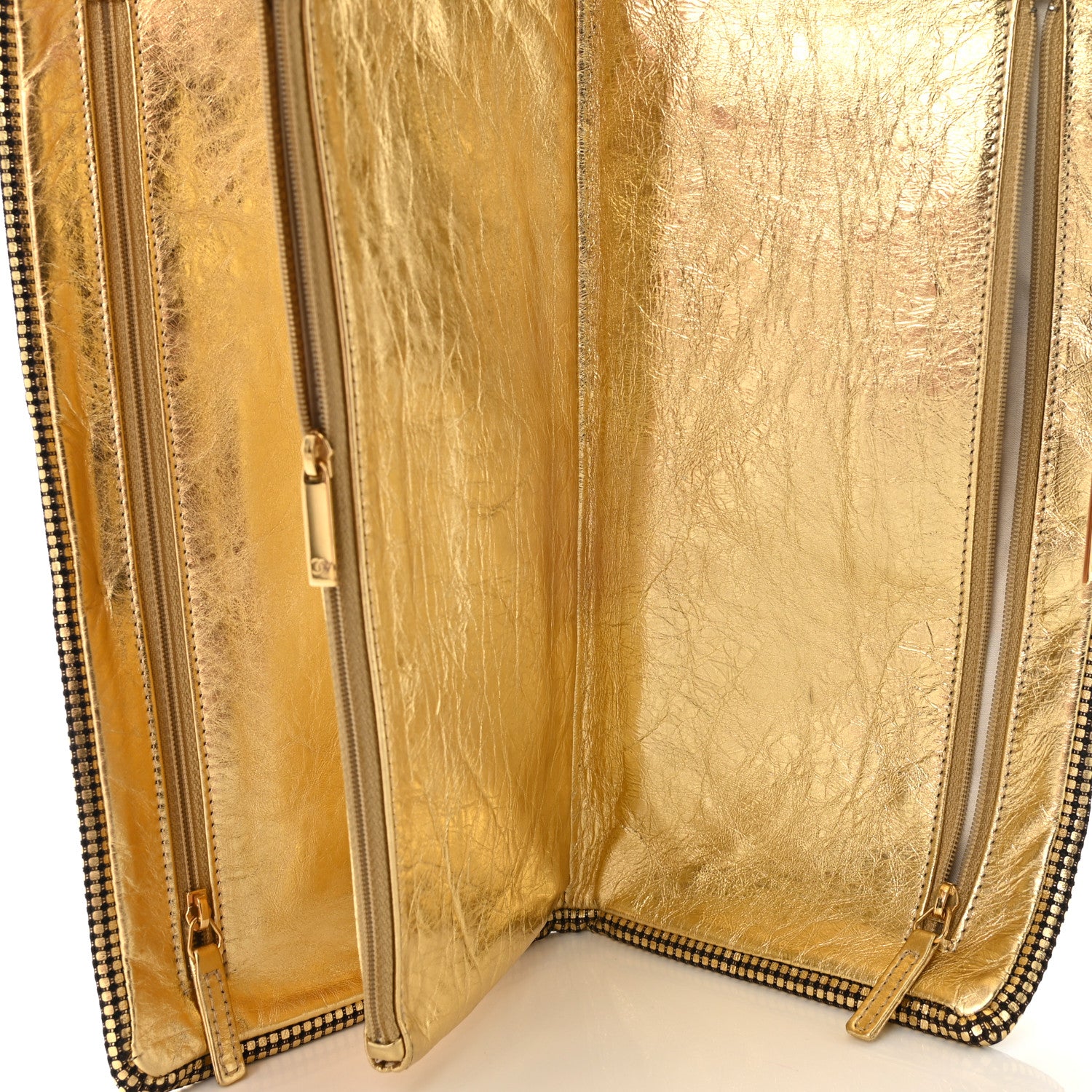 Chanel Metallic Lambskin Perforated CC Clutch Gold 5 of 9