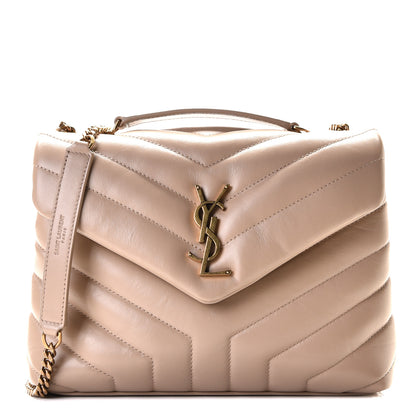 Saint Laurent Calfskin Y Quilted Monogram Small Loulou Chain Satchel Dark Beige 1 of 8