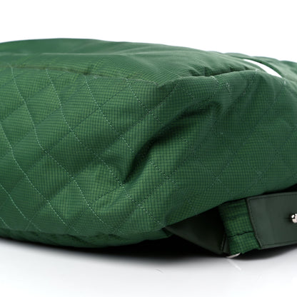 Chanel Nylon Quilted CC Backpack Green White 9 of 11