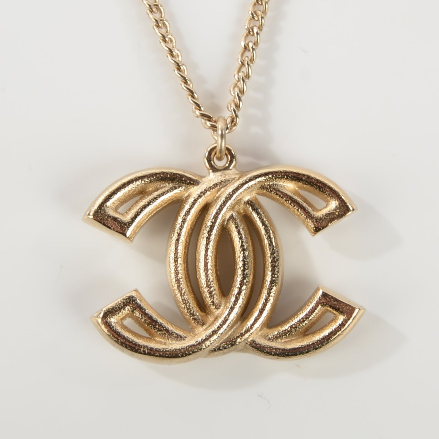 Crystal Baguette CC Necklace Light Gold