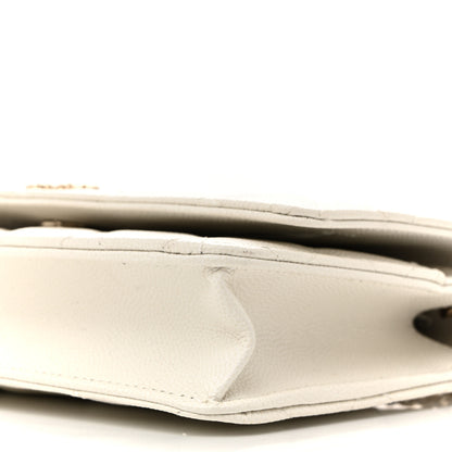 Chanel Caviar Quilted Chain CC Quilted Wallet On Chain WOC White 11 of 12