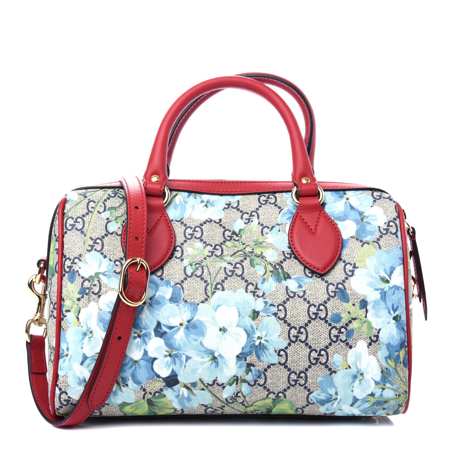 Gucci GG Supreme Monogram Blooms Small Boston Beige Blue Navy Hibiscus Red 1 of 10