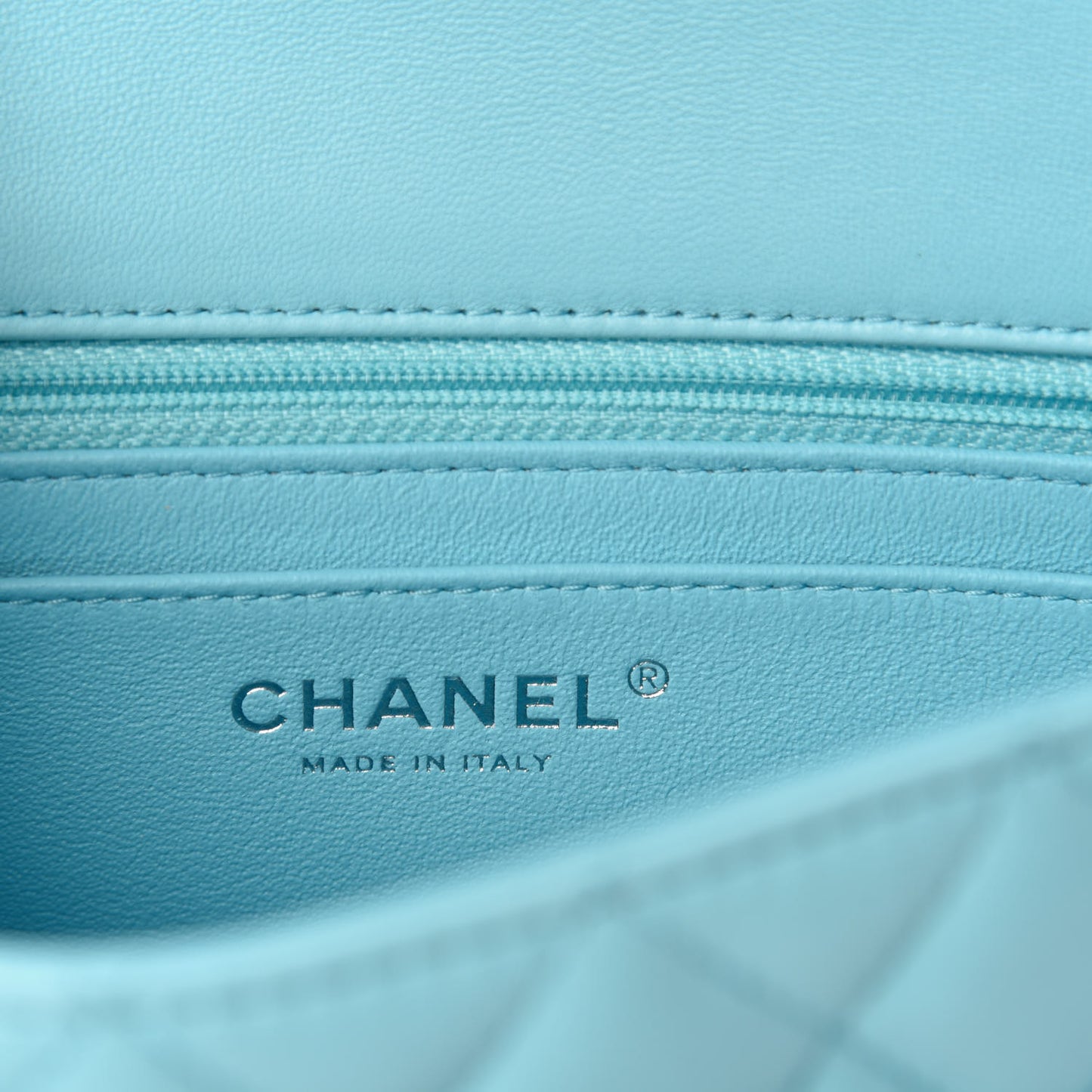 Lambskin Quilted Mini Rectangular Flap Neon Blue