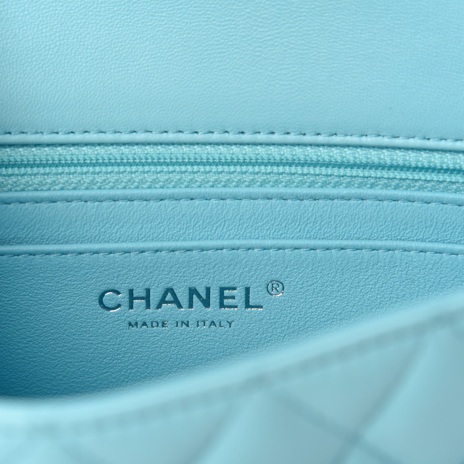 Chanel Lambskin Quilted Mini Rectangular Flap Neon Blue 8 of 11
