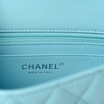 Chanel Lambskin Quilted Mini Rectangular Flap Neon Blue 8 of 11