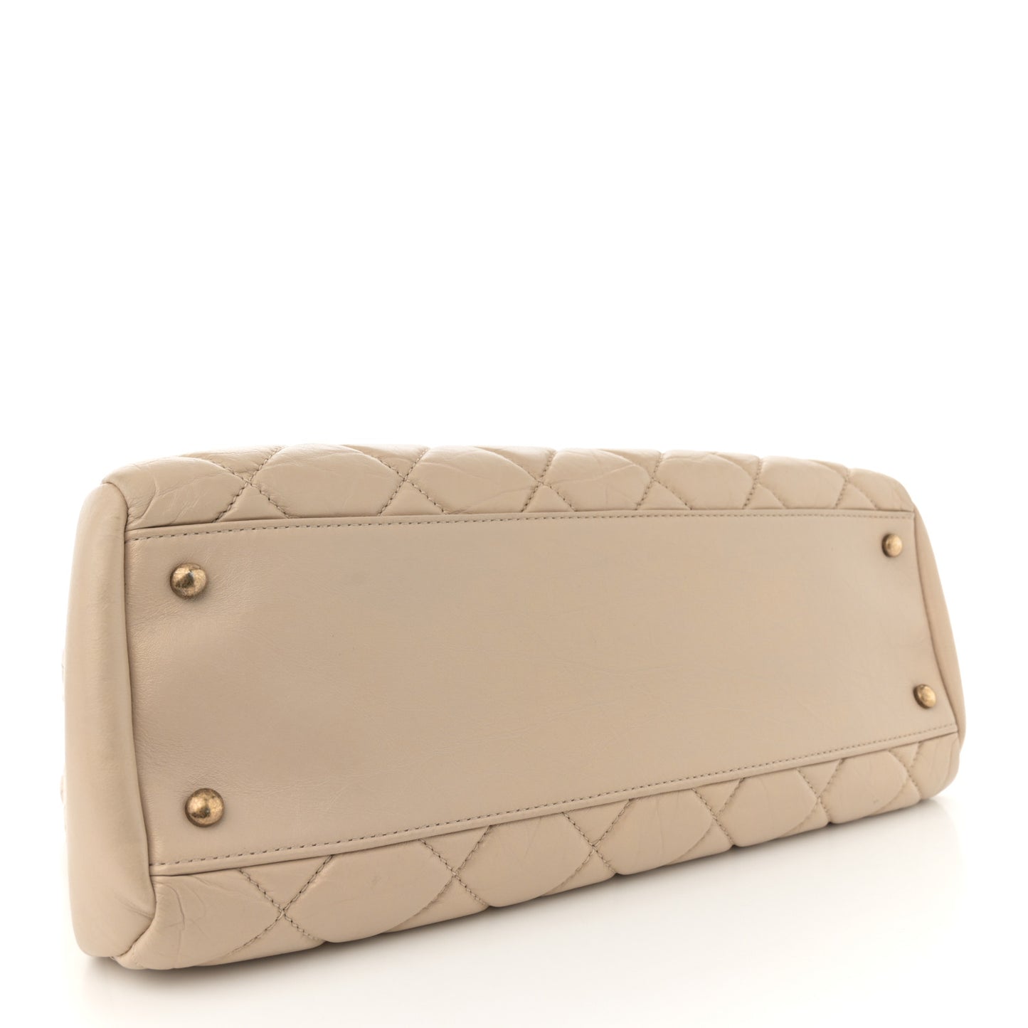 Aged Calfskin Large Just Mademoiselle Bowling Bag Beige