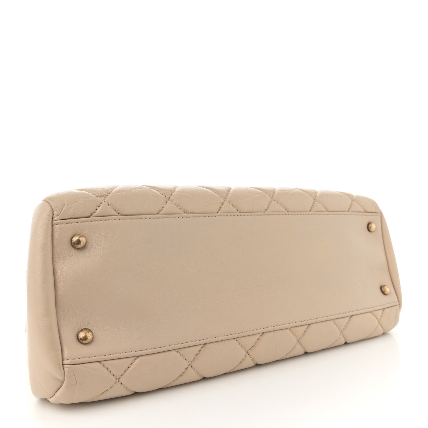 Chanel Aged Calfskin Large Just Mademoiselle Bowling Bag Beige 4 of 12