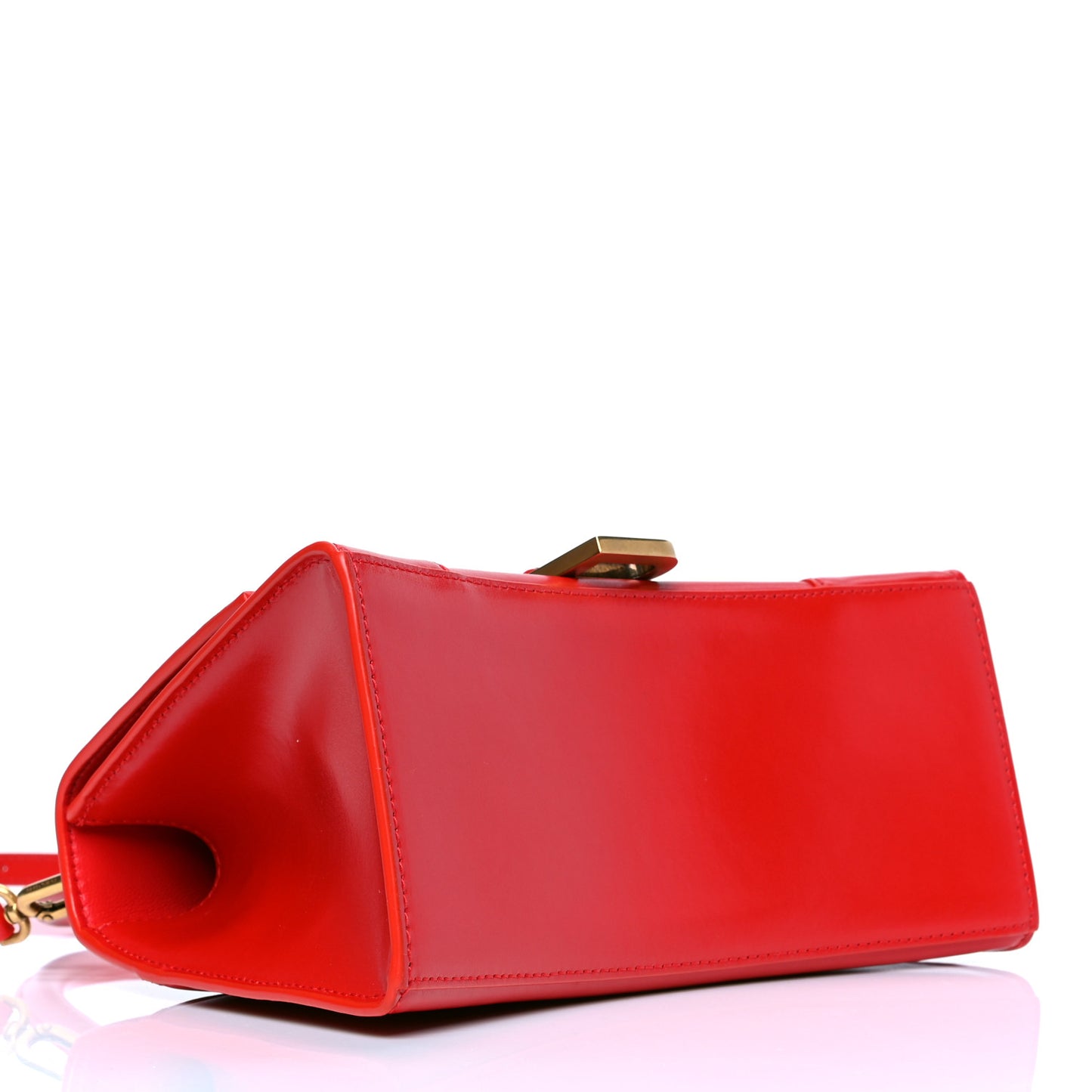 Shiny Box Calfskin Small Hourglass Top Handle Bag Bright Red