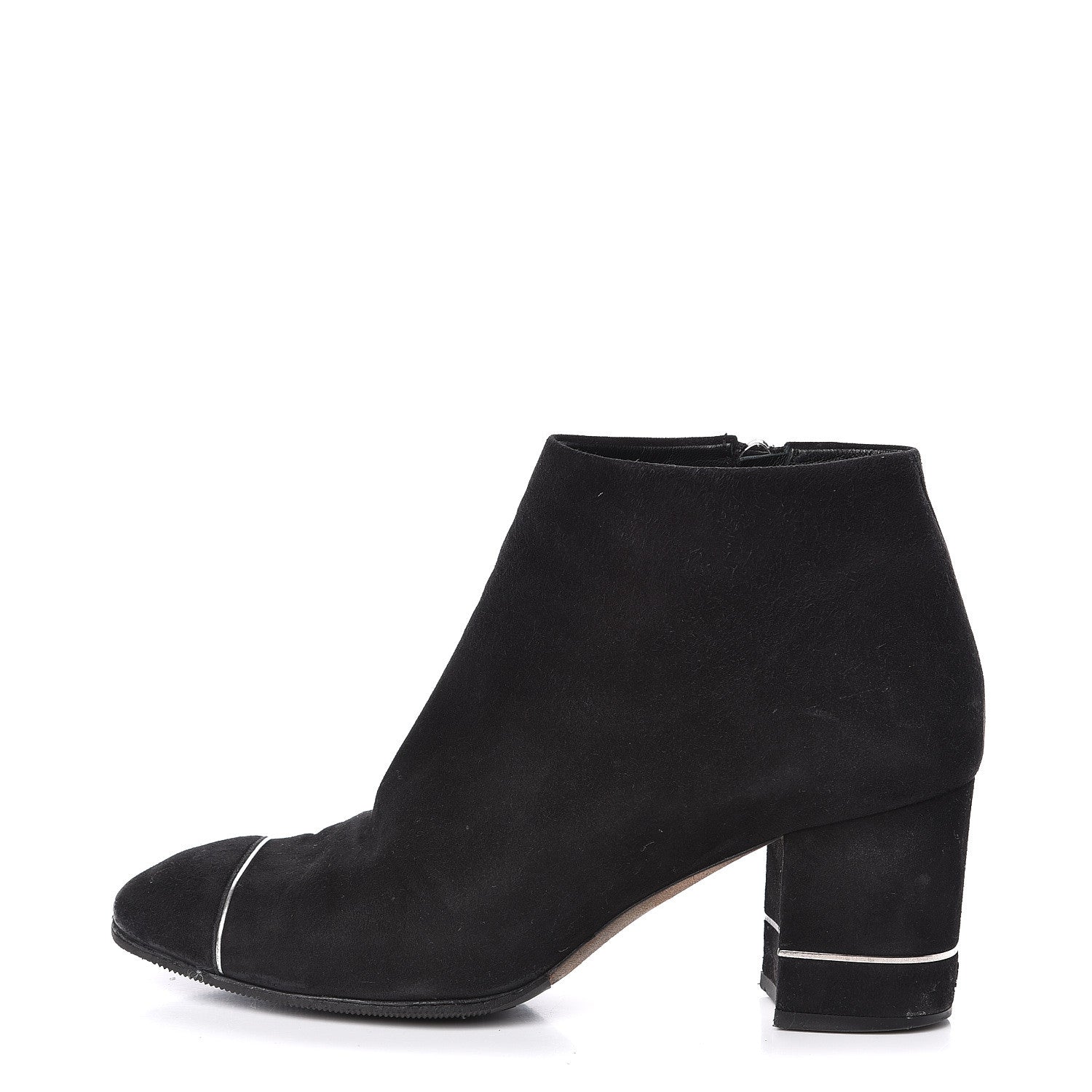 Chanel Suede CC Cap Toe Ankle Booties Boots 38.5 Black 1 of 11