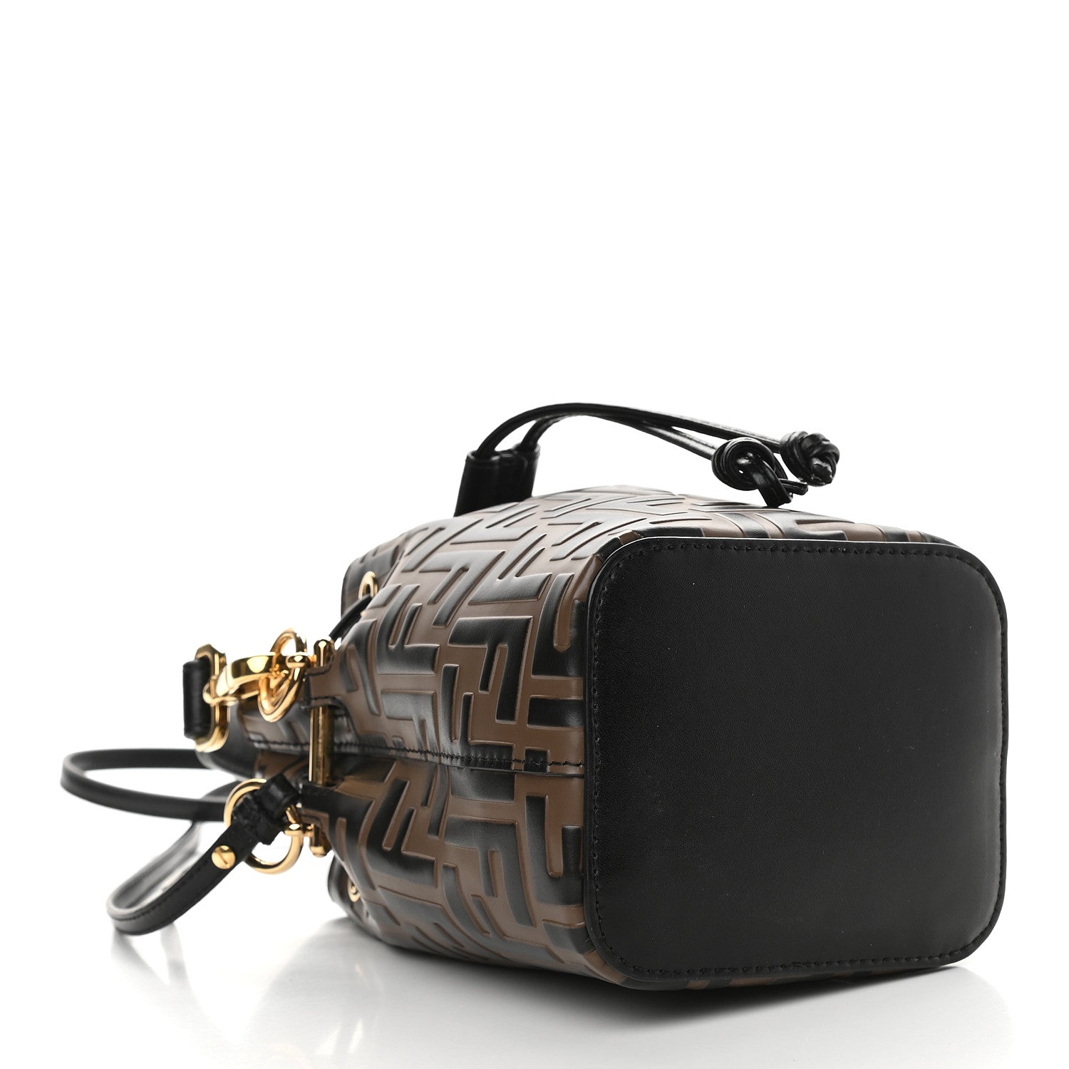 Fendi Vitello Liberty F is Fendi Bi-Color FF 1974 Embossed Mini Mon Tresor Bucket Bag Maya Black 4 of 9