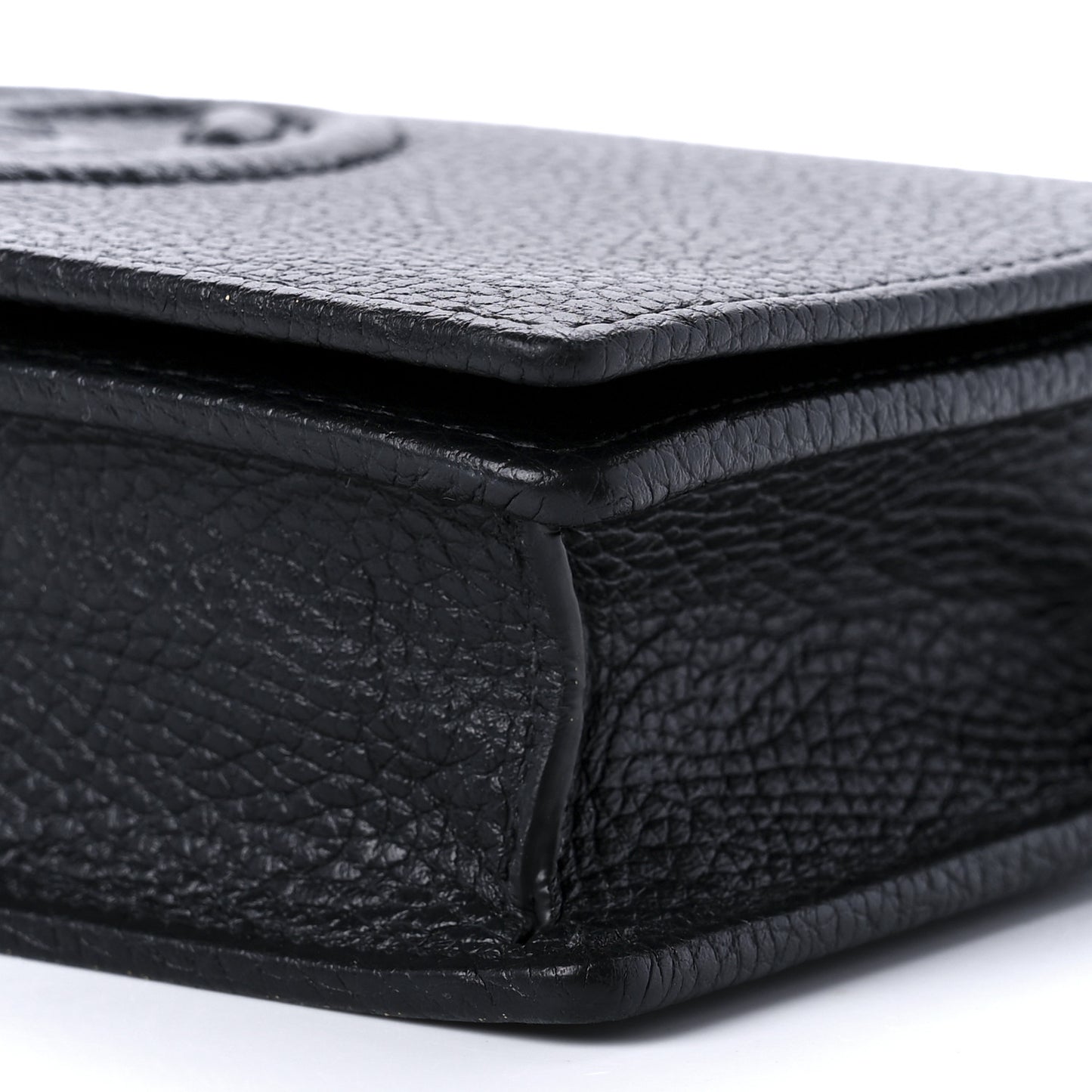 Pebbled Calfskin Soho Wallet on Chain Black