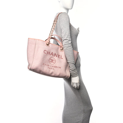 Chanel Mixed Fibers Calfskin Medium Deauville Tote Rose Pink 2 of 10