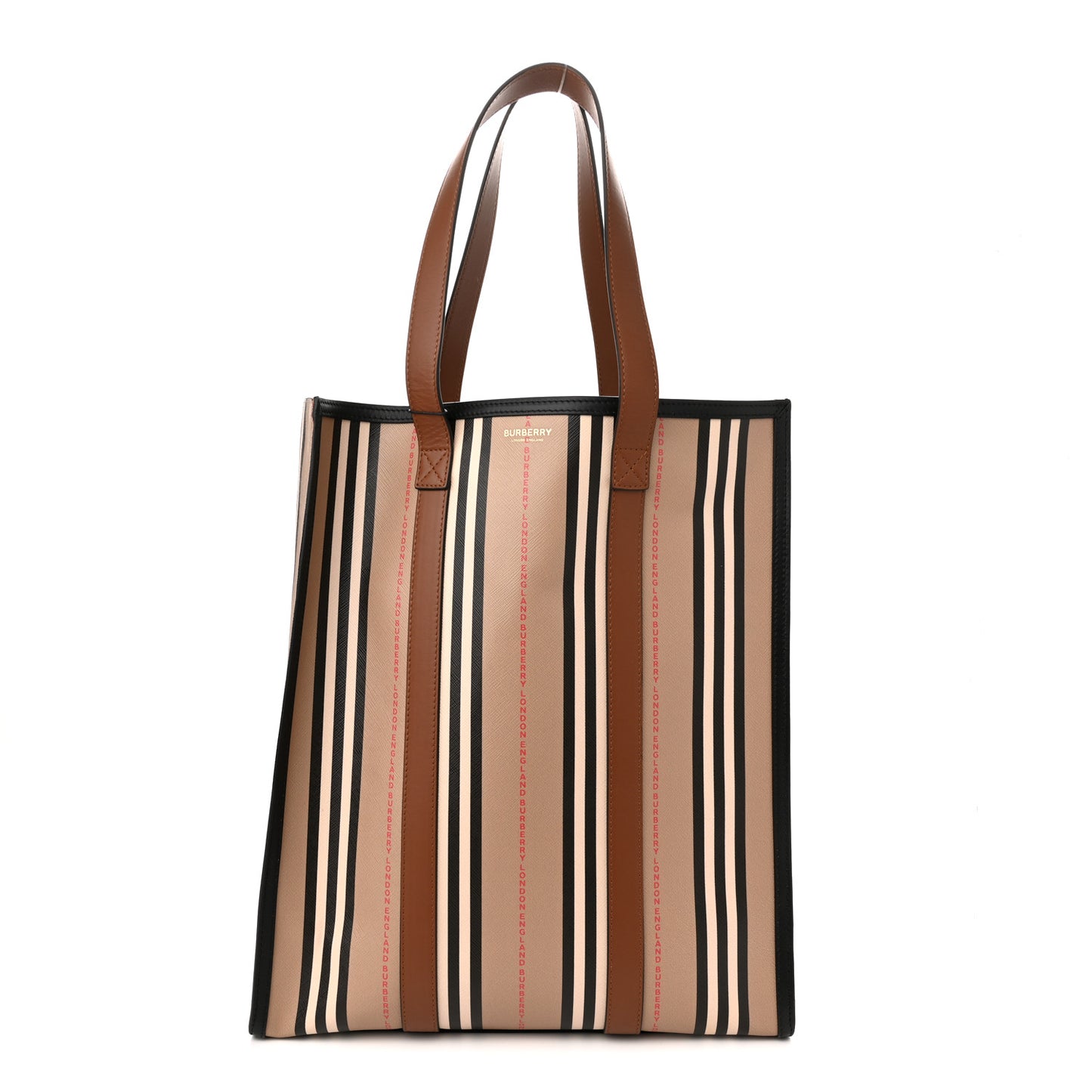 E-Canvas Stripe Book Tote Tan Archive Beige