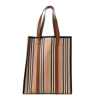 Burberry E-Canvas Stripe Book Tote Tan Archive Beige 1 of 9