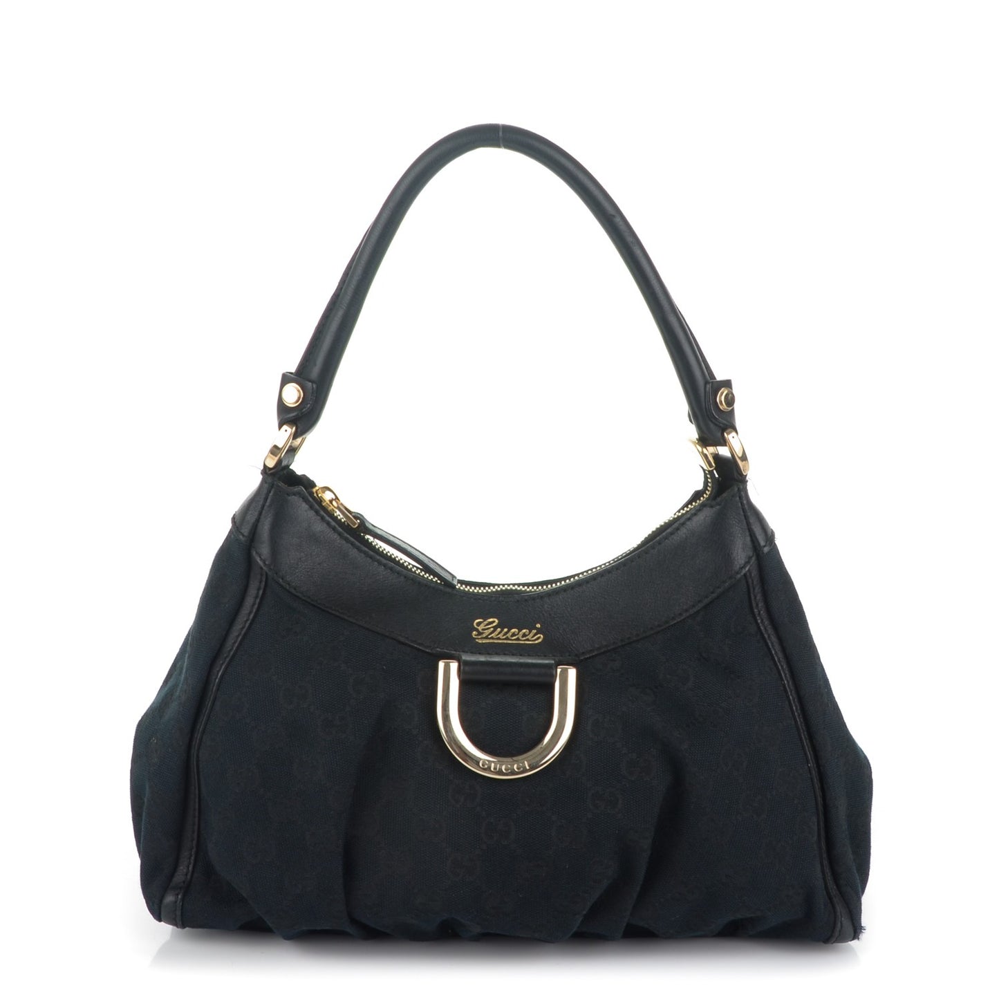 Monogram Medium D Gold Ring Hobo Black
